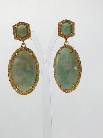 Amazonite pierres gemmes zirconium boucles oreilles
